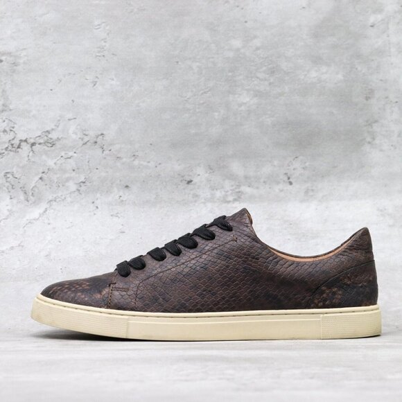 FRYE Ivy Low Womens Size 8M US Dark Brown Snake Embossed Leather Shoes Sneakers‎ - Picture 6 of 13